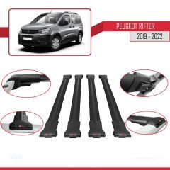Peugeot Rifter 2019-2022 Arası ile uyumlu FLY Model Ara Atkı Tavan Barı SİYAH 4 ADET BAR