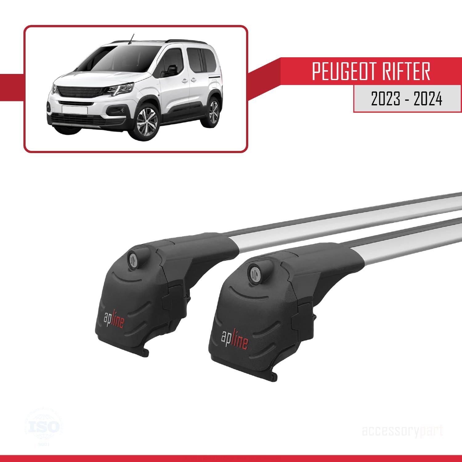 Peugeot Rifter 2023 ve Sonrası ile uyumlu ACE-2 Ara Atkı Tavan Barı GRİ