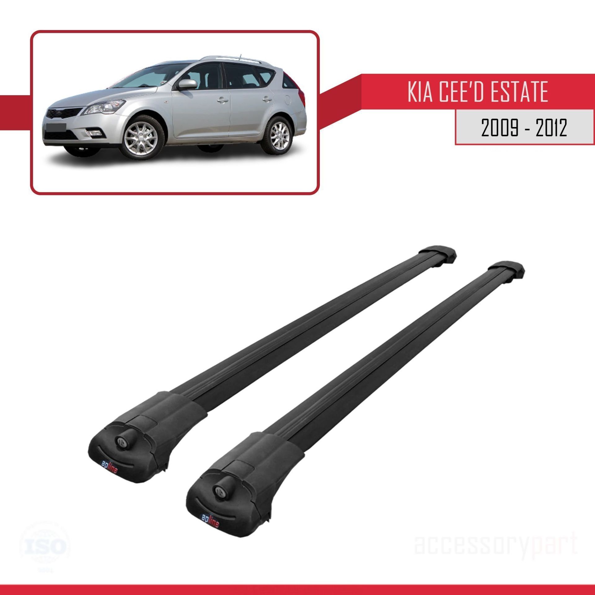 Kia Ceed SPORTSWAGON 2009-2012 Arası ile uyumlu ACE-1 Ara Atkı Tavan Barı SİYAH