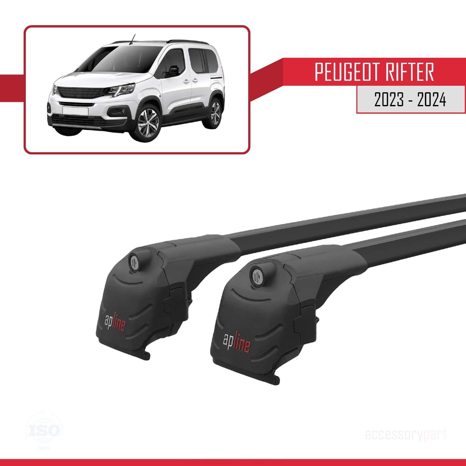 Peugeot Rifter 2023 ve Sonrası ile uyumlu ACE-2 Ara Atkı Tavan Barı SİYAH