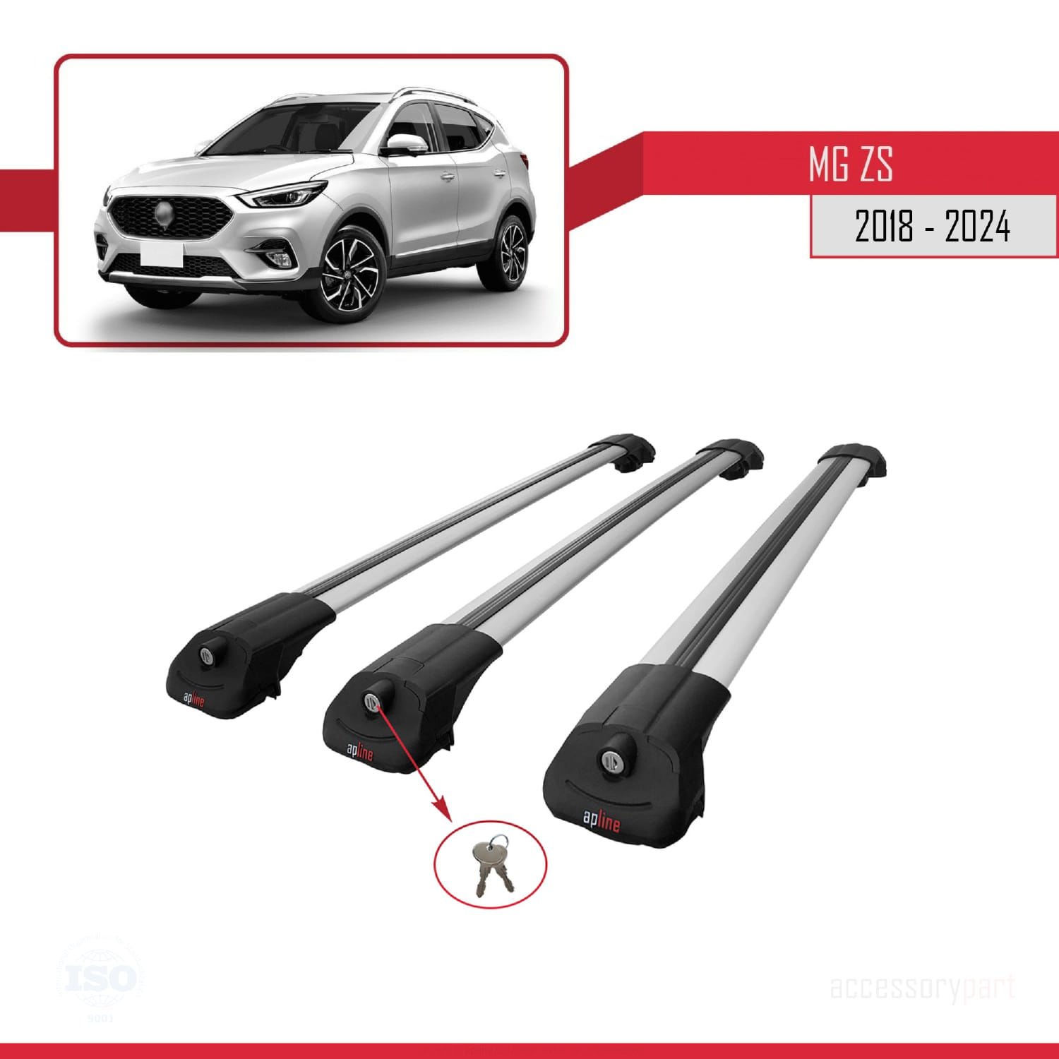 MG ZS 2018 ve Sonrası ile Uyumlu ACE-1 Ara Atkı Tavan Barı GRİ 3 ADET BAR