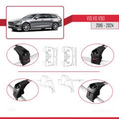 Volvo V90 (EU) 2016 ve Sonrası ile uyumlu ACE-2 Ara Atkı Tavan Barı GRİ