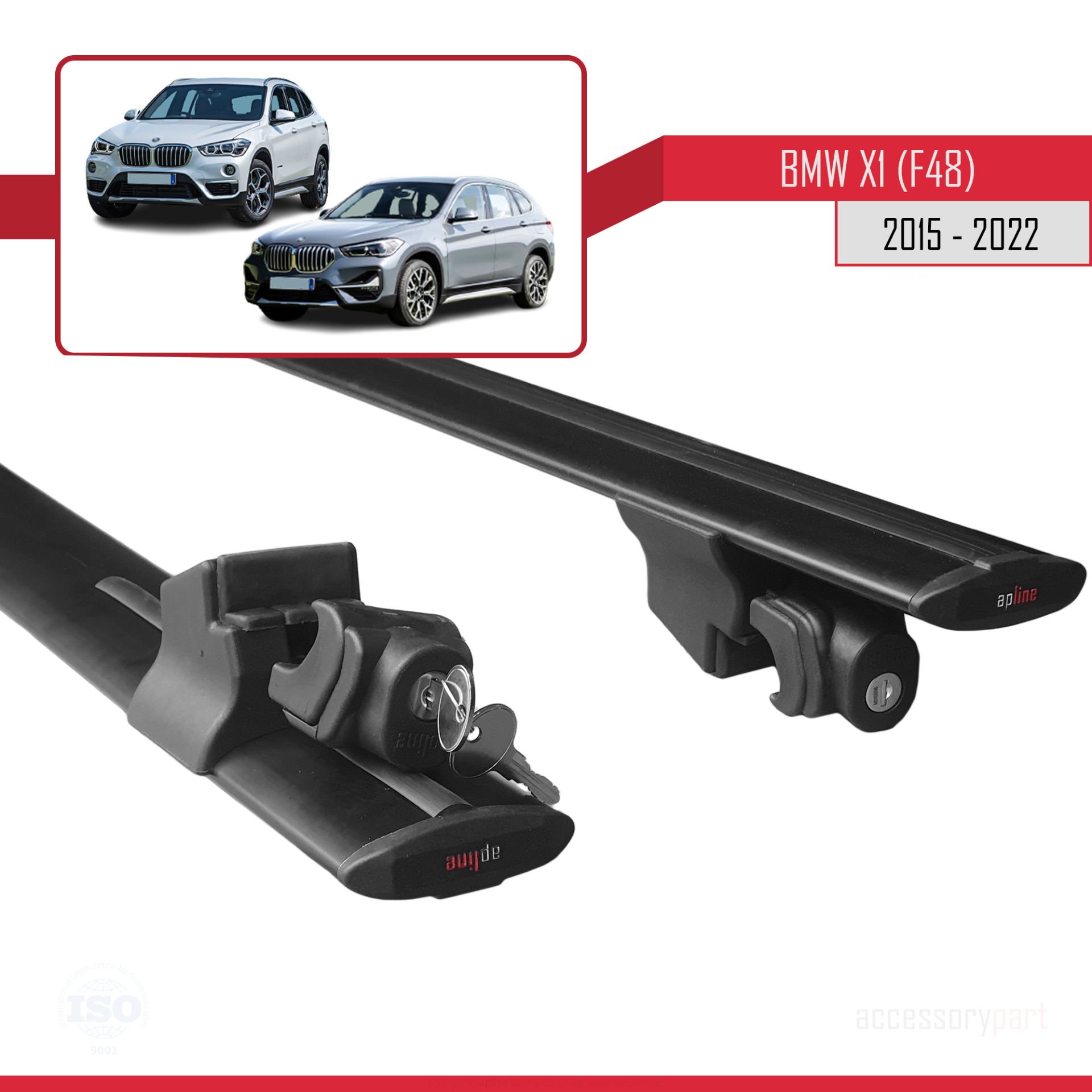 Bmw X1 (F48) 2015-2022 Arası ile uyumlu HOOK Model Anahtar Kilitli Ara Atkı Tavan Barı SİYAH