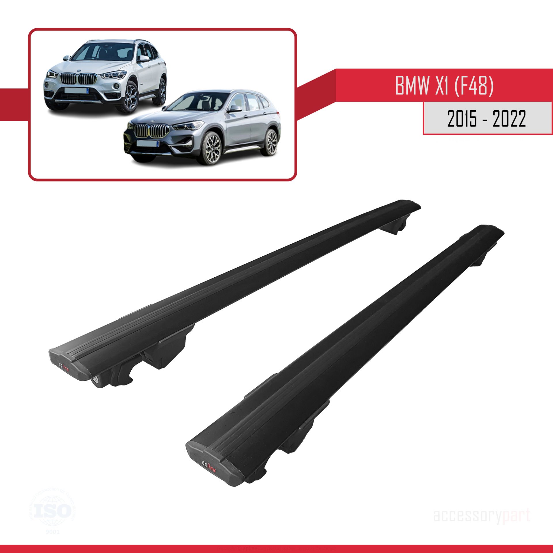 Bmw X1 (F48) 2015-2022 Arası ile uyumlu HOOK Model Anahtar Kilitli Ara Atkı Tavan Barı SİYAH