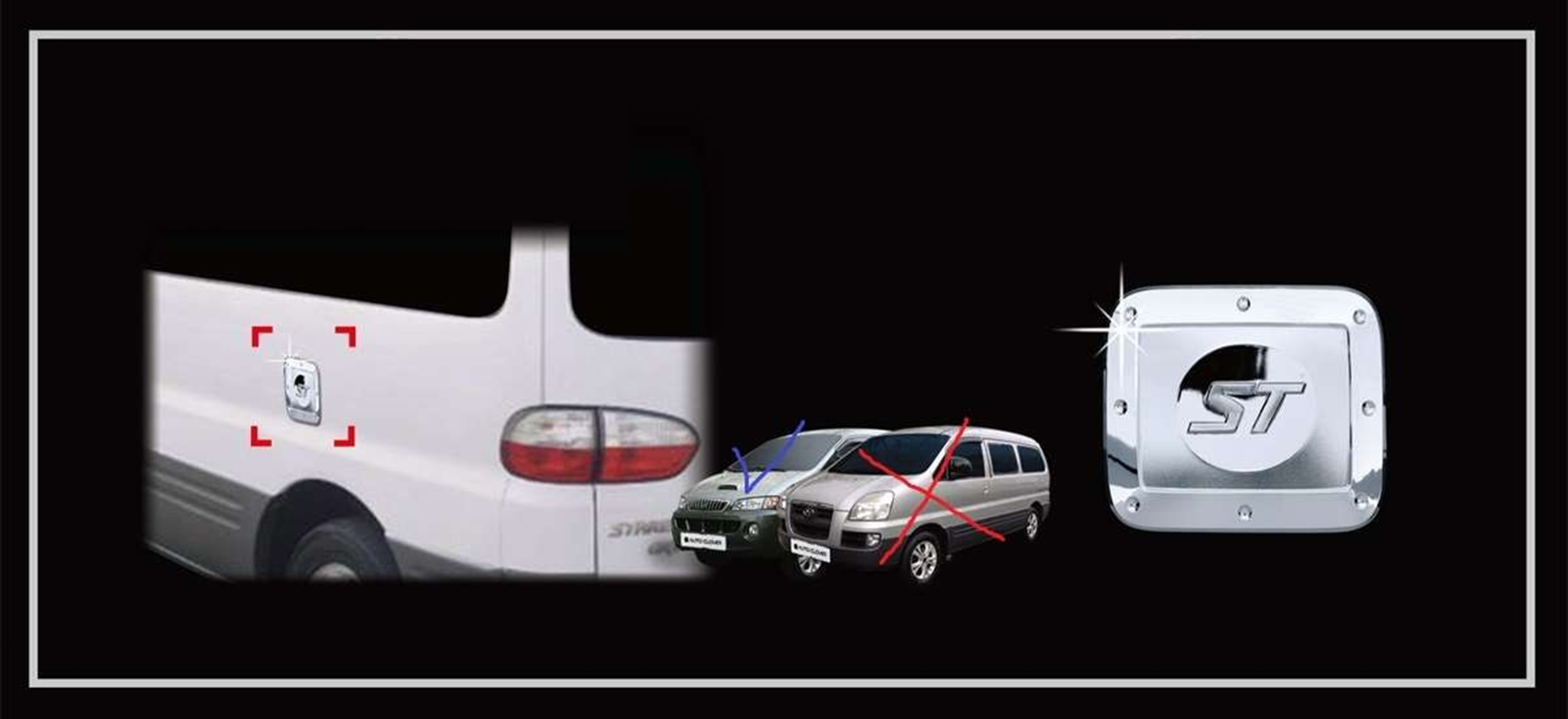 Hyundai Starex Uyumlu 1997 2007 Depo Kapağı Kaplama Krom Parça