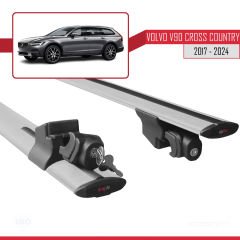 Volvo V90 Cross Country 2017 ve Sonrası ile uyumlu HOOK Model Anahtar Kilitli Ara Atkı Tavan Barı GRİ