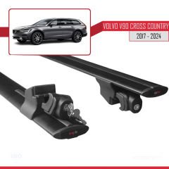 Volvo V90 Cross Country 2017 ve Sonrası ile uyumlu HOOK Model Anahtar Kilitli Ara Atkı Tavan Barı SİYAH