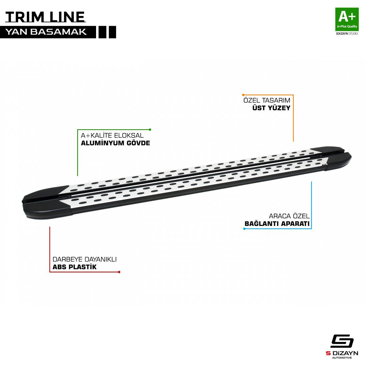 Volkswagen Transporter Uyumlu T6 Kısa Şase Trimline Gri Yan Basamak 215 Cm 2015-2019