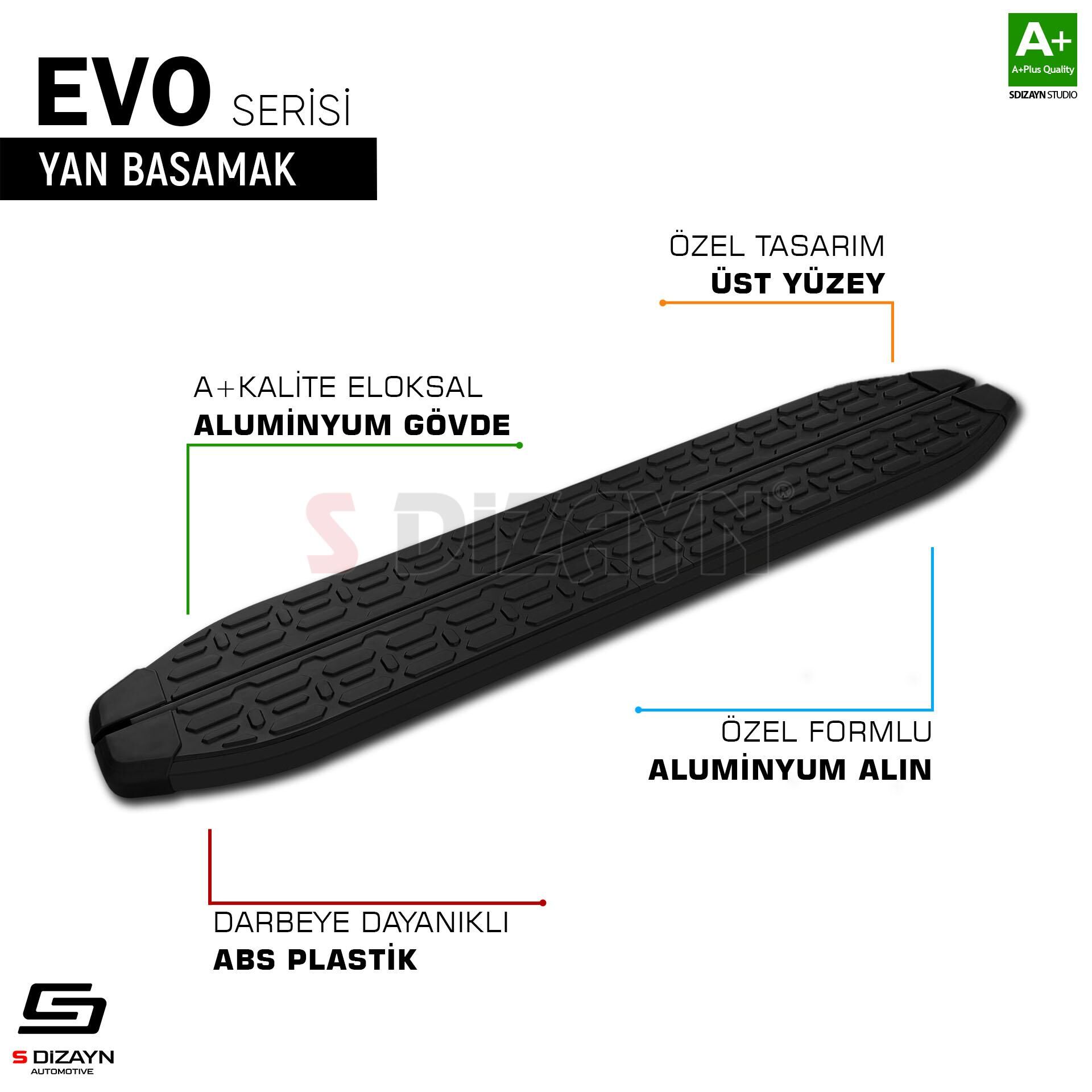 S-Dizayn VW Amarok 2 Evo Siyah Yan Basamak 203 Cm 2023 Üzeri A+ Kalite