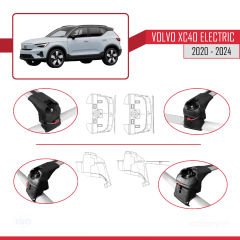 Volvo XC40 (Elektrikli) 2020 ve Sonrası ile uyumlu ACE-2 Ara Atkı Tavan Barı GRİ
