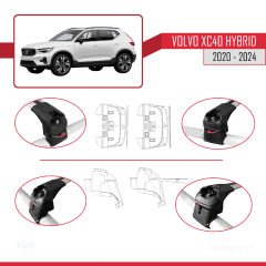 Volvo XC40 (Hybrid) 2020 ve Sonrası ile uyumlu ACE-2 Ara Atkı Tavan Barı GRİ