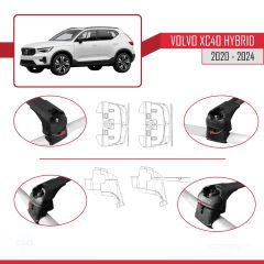 Volvo XC40 (Hybrid) 2020 ve Sonrası ile uyumlu ACE-2 Ara Atkı Tavan Barı SİYAH