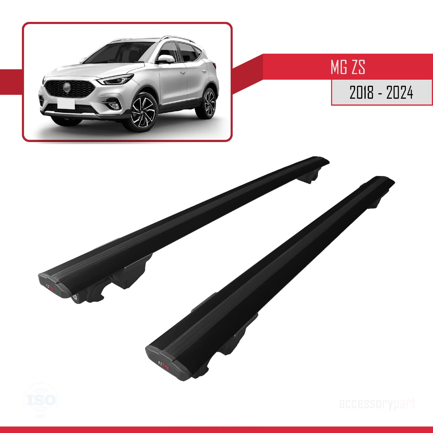MG ZS 2018 ve Sonrası ile uyumlu HOOK Model Anahtar Kilitli Ara Atkı Tavan Barı SİYAH