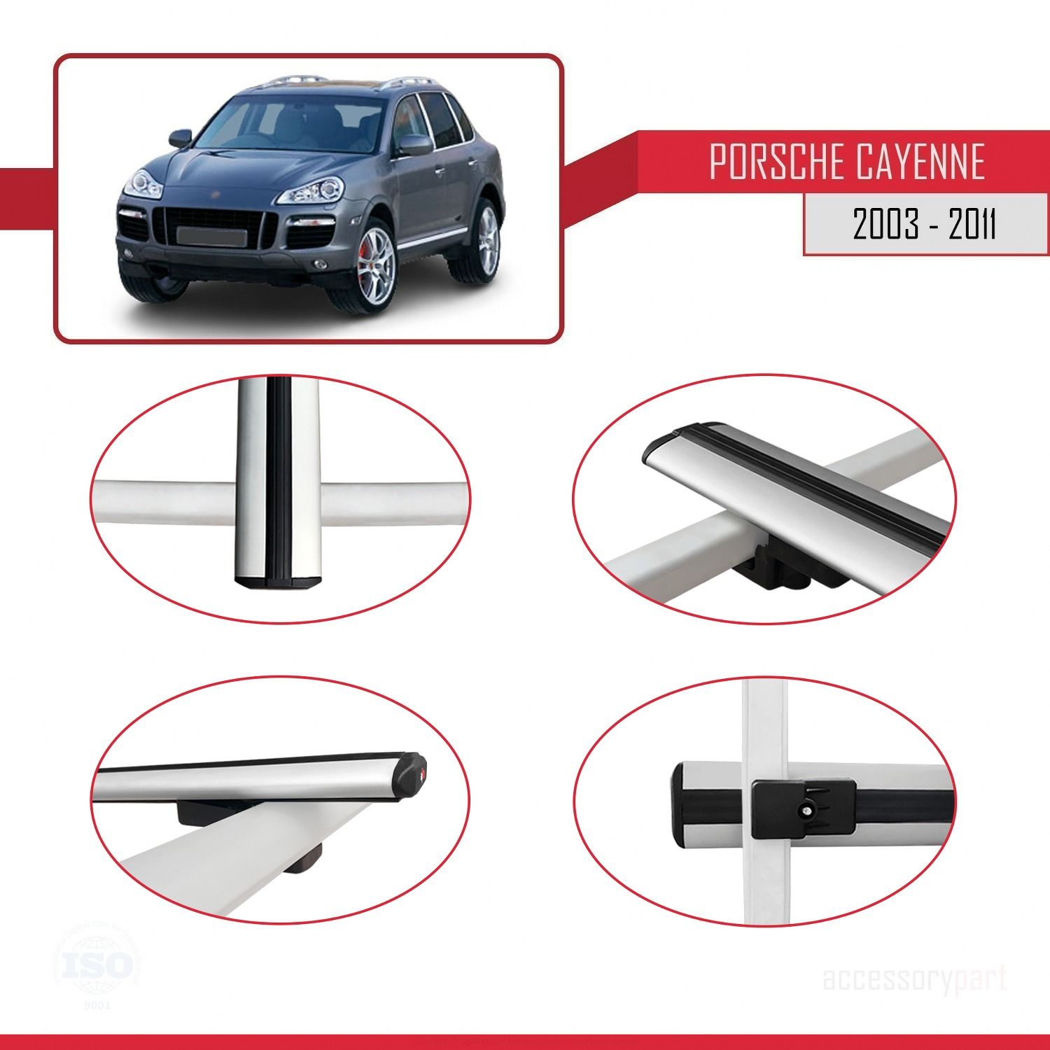 Porsche Cayenne 2003-2011 Arası ile uyumlu Basic Model Ara Atkı Tavan Barı GRİ 3 ADET