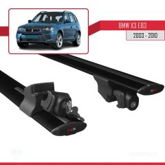 BMW X3 (E83) 2003-2010 Arası ile uyumlu HOOK Model Anahtar Kilitli Ara Atkı Tavan Barı SİYAH