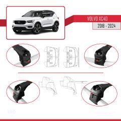 Volvo XC40 2018 ve Sonrası ile uyumlu ACE-2 Ara Atkı Tavan Barı SİYAH