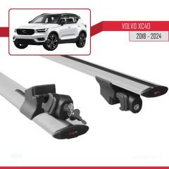 Volvo XC40 2018 ve Sonrası ile uyumlu HOOK Model Anahtar Kilitli Ara Atkı Tavan Barı GRİ