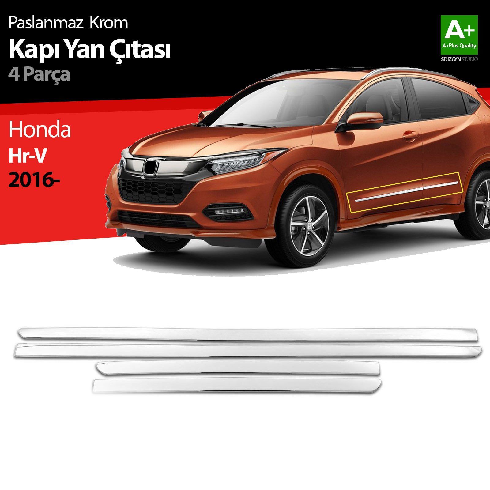 Honda Hr-V Uyumlu Krom Kapı Yan Çıtası 4 Parça 2016 Üzeri