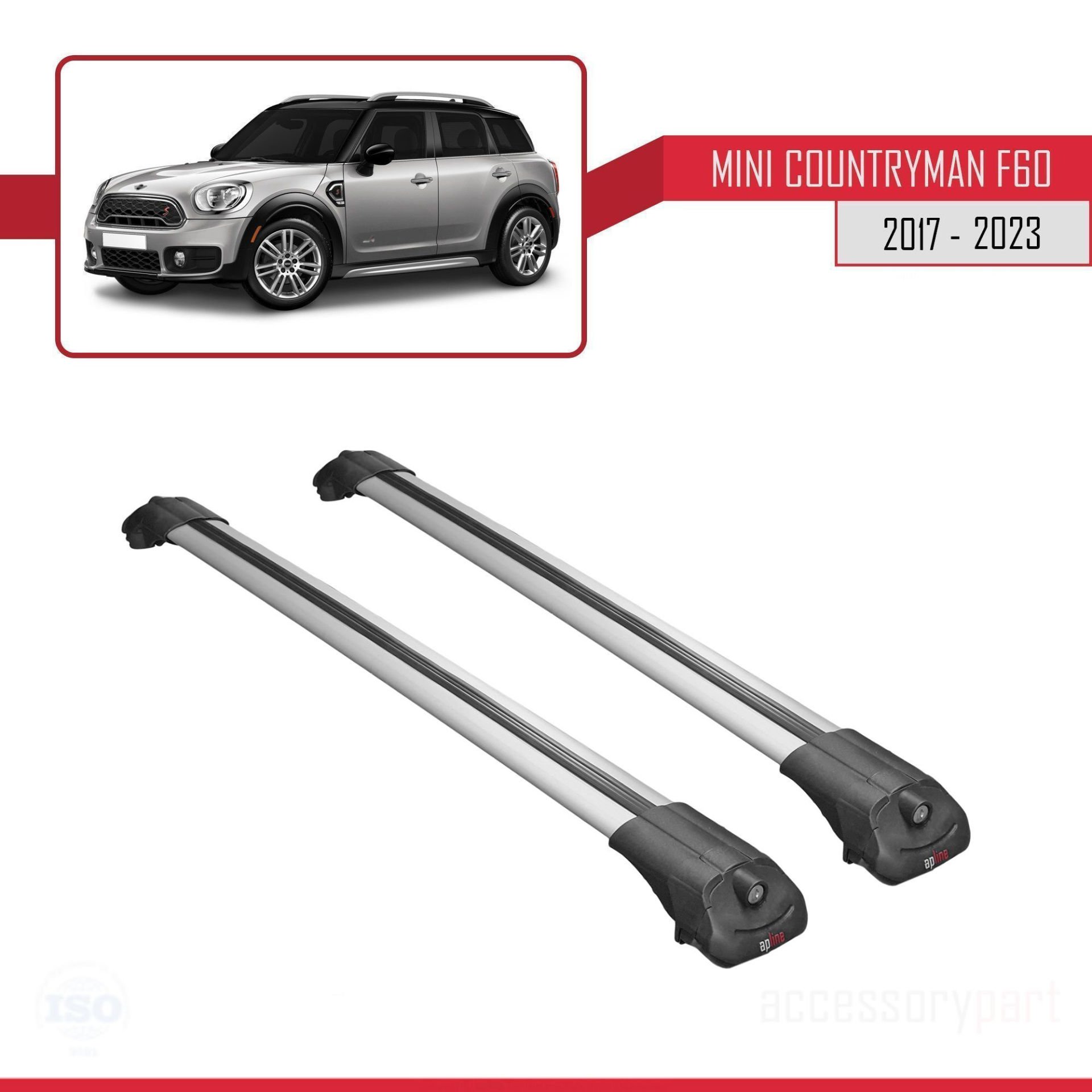 Mini Countryman (F60) 2017-2023 Arası ile uyumlu ACE-1 Ara Atkı Tavan Barı GRİ