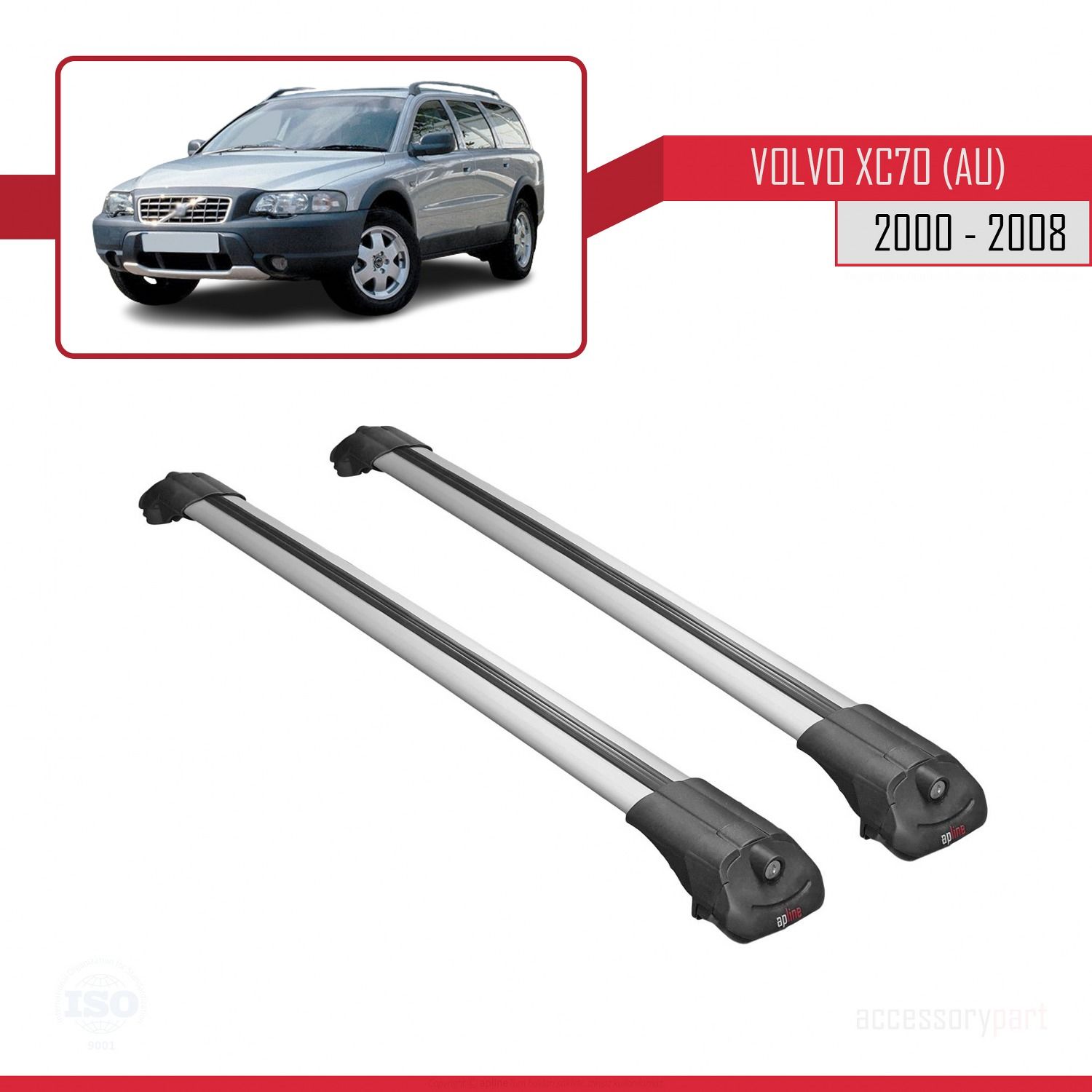 Volvo XC70 (AU) 2000-2008 Arası ile uyumlu ACE-1 Ara Atkı Tavan Barı GRİ