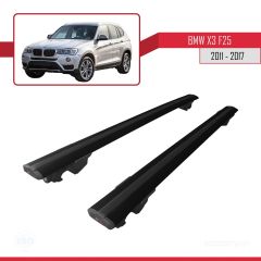 BMW X3 (F25) 2011-2017 Arası ile uyumlu HOOK Model Anahtar Kilitli Ara Atkı Tavan Barı SİYAH