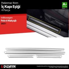 Volkswagen Polo Uyumlu 6 Hatchback Makyajlı Krom İç Kapı Eşiği 4 Parça. 2021 Üzeri Parça