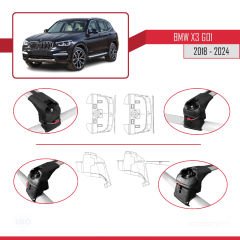 BMW X3 (G01) 2018 ve Sonrası ile uyumlu ACE-2 Ara Atkı Tavan Barı GRİ