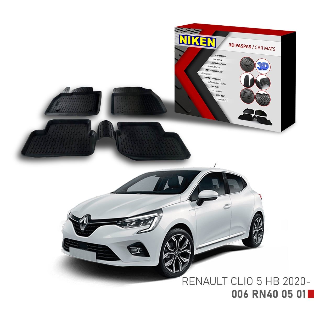 Renault Clio 5 için Uyumlu Hb -2020 3D Paspas