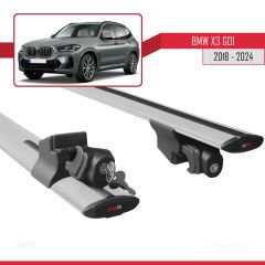 BMW X3 (G01) 2018 ve Sonrası ile uyumlu HOOK Model Anahtar Kilitli Ara Atkı Tavan Barı GRİ