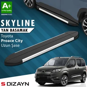 s-dizayn uyumlu Toyota Proace City Uzun Şase Skyline Aluminyum Yan Basamak 213 Cm 2018 Üzeri A+ Kalite modelleri DRS Tuning'de. Kaliteli malzeme, hızlı kargo