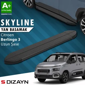 Citroen Berlingo 2018-Günümüz (K9) uyumlu 3 Uzun Şase Skyline Siyah Yan Basamak 213 Cm 2018 Üzeri A+ Kalite modelleri DRS Tuning'de. Kaliteli malzeme, hızlı