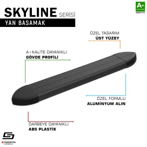 S-Dizayn Porsche Cayenne 2 Skyline Siyah Yan Basamak 193 Cm 2011-2017 A+ Kalite thumb 2
