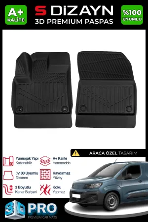 Peugeot Partner 2018-Günümüz (K9) uyumlu Panelvan 3D Pro Havuzlu Paspas Ön 2'li 2019 Üzeri A+ Kalite modelleri DRS Tuning'de. Kaliteli malzeme, hızlı kargo ve