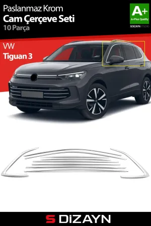 s-dizayn uyumlu VW Tiguan 3 Krom Cam Çerçeve 10 Prç. 2024 Üzeri A+ Kalite modelleri DRS Tuning'de. Kaliteli malzeme, hızlı kargo ve güvenli alışverişle hemen