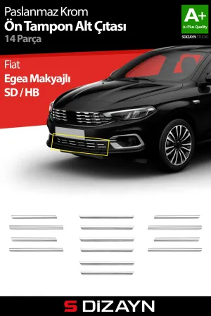 Fiat Egea Sedan 2015-Günümüz (Type 356) uyumlu Krom Ön Tampon Alt Çıtası Diamond Model 14 Prç. 2020 Üzeri (Parlak Krom) A+ Kalite modelleri DRS Tuning'de.