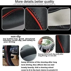 Direksiyon Simidi Kaplaması, 38 cm/15 inç Deri Direksiyon Simidi Kılıfı İğne ve İplikle El Yapımı thumb 1