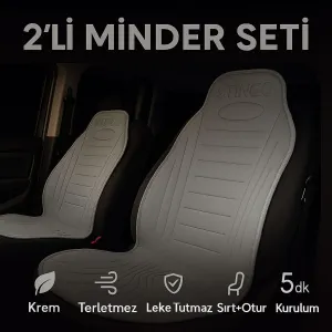 2'li Minder Seti Koltuk Koruyucu Universal Gri Renk Terletmez Leke Tutmaz thumb 1