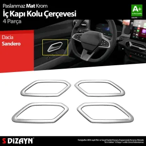 Dacia Sandero 2020-Günümüz (DJF) uyumlu Krom İç Kapı Kolu Çerçevesi 4 Prç 2020 Üzeri A+ Kalite (Mat Krom) modelleri DRS Tuning'de. Kaliteli malzeme, hızlı