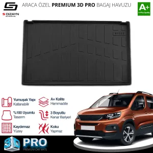 S-Dizayn Peugeot Rifter Seperatörlü 3D Pro Bagaj Havuzu 2019 Üzeri A+ Kalite thumb 2