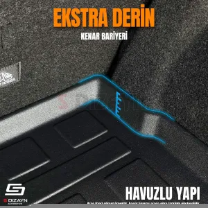 S-Dizayn Peugeot Rifter Seperatörlü 3D Pro Bagaj Havuzu 2019 Üzeri A+ Kalite thumb 5