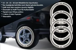 Peugeot Uyumlu 15 Jant B-B-S Testere Lastik Yanağı Beyaz Renk 1 Takım 4 Adet thumb 2