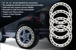 Opel Uyumlu 13 Jant At Desenli Lastik Yanağı Beyaz Renk 1 Takım 4 Adet thumb 2