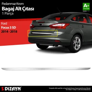 Ford Focus 2010-2018 (C346) uyumlu 3 SD Makyajlı Krom Bagaj Alt Çıtası 2014-2018 A+ Kalite modelleri DRS Tuning'de. Kaliteli malzeme, hızlı kargo ve güvenli