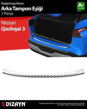 Nissan Qashqai 2021-Günümüz (J12) uyumlu 3 Krom Arka Tampon Eşiği 2021 Üzeri modelleri DRS Tuning'de. Kaliteli malzeme, hızlı kargo ve güvenli alışverişle