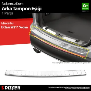 s-dizayn uyumlu Mercedes E Class W211 Krom Arka Tampon Eşiği 2003-2009 A+ Kalite modelleri DRS Tuning'de. Kaliteli malzeme, hızlı kargo ve güvenli alışverişle