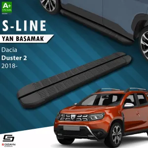 Dacia Duster 2017-2024 (HM) uyumlu 2 S-Line Siyah Yan Basamak 183 Cm 2018-2023 A+ Kalite modelleri DRS Tuning'de. Kaliteli malzeme, hızlı kargo ve güvenli