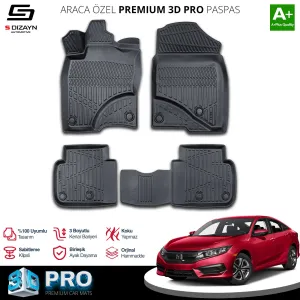 Honda Civic 2015-2021 (FC5) uyumlu 3D Pro Havuzlu Paspas 2016-2021 A+ Kalite modelleri DRS Tuning'de. Kaliteli malzeme, hızlı kargo ve güvenli alışverişle