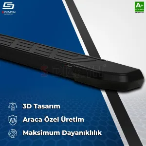 S-Dizayn Fiat Ducato 3 Kısa Şase NewLine Siyah Yan Basamak 203 Cm 2006-2014 A+ Kalite thumb 4