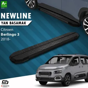 Citroen Berlingo 2018-Günümüz (K9) uyumlu 3 Uzun Şase NewLine Siyah Yan Basamak 213 Cm 2018 Üzeri A+ Kalite modelleri DRS Tuning'de. Kaliteli malzeme, hızlı