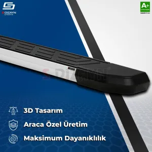 S-Dizayn Opel Combo E Uzun Şase NewLine Aluminyum Yan Basamak 213 Cm 2018 Üzeri A+ Kalite thumb 4